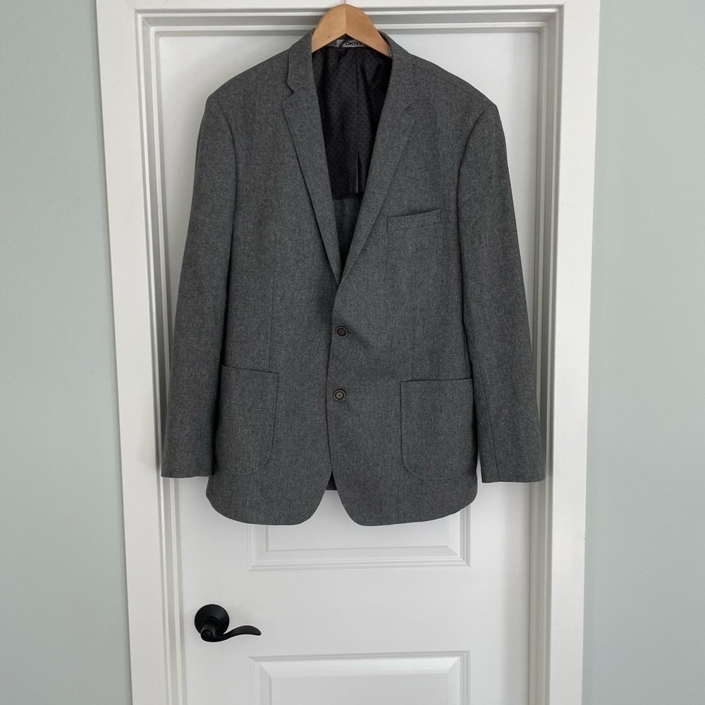 DKNY Wool Blend Blazer Jacket Size 46L Old Money Preppy Academia